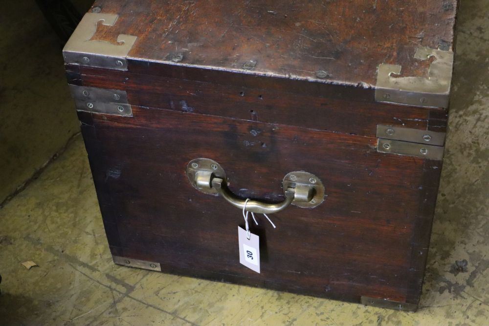 A Victorian brass mounted mahogany trunk, width 91cm depth 45cm height 40cm